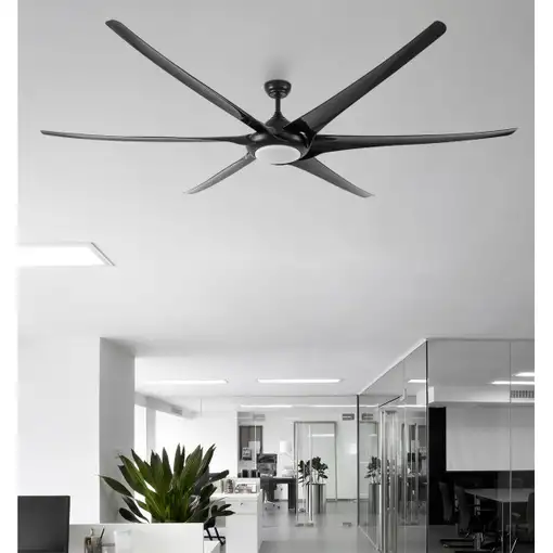 Ventilador LED negro, 6 aspas, extra grande, mando y temporizador