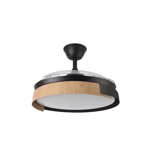 Ventilador DC PROVENZA 72W negro/haya con LED y aspas plegables