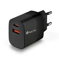 Cargador GAN de pared ultrarápido de 33W con 2 puertos: 1 USB-C 1 USB-A, NGS
