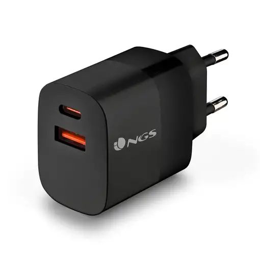 Cargador GAN de pared ultrarápido de 33W con 2 puertos: 1 USB-C 1 USB-A, NGS