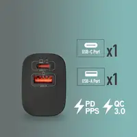 Cargador GAN de pared ultrarápido de 33W con 2 puertos: 1 USB-C 1 USB-A, NGS