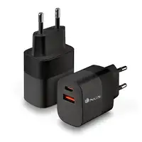 Cargador GAN de pared ultrarápido de 33W con 2 puertos: 1 USB-C 1 USB-A, NGS