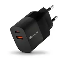 Cargador GAN de pared ultrarápido de 33W con 2 puertos: 1 USB-C 1 USB-A, NGS