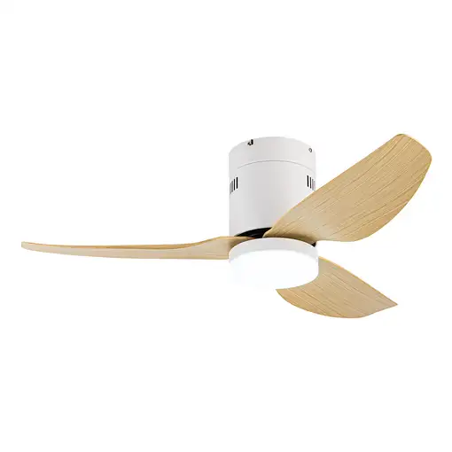 Fabrilamp Borax ventilador de techo blanco/haya led 20W con 3 aspas