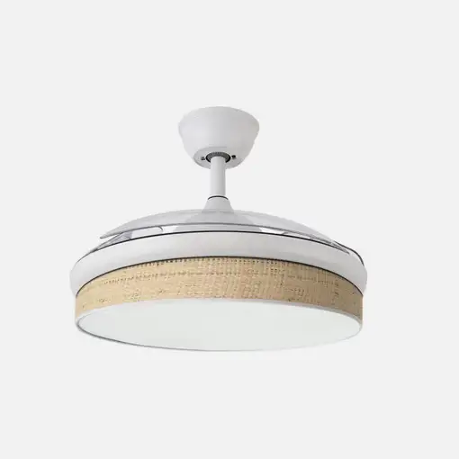 Ventilador DC Moda blanco/cañizo claro LED 91 cm con mando y memoria