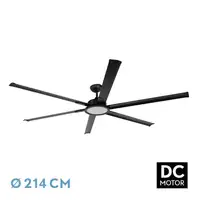 Ventilador LED negro, 6 aspas, gran tamaño, mando y temporizador