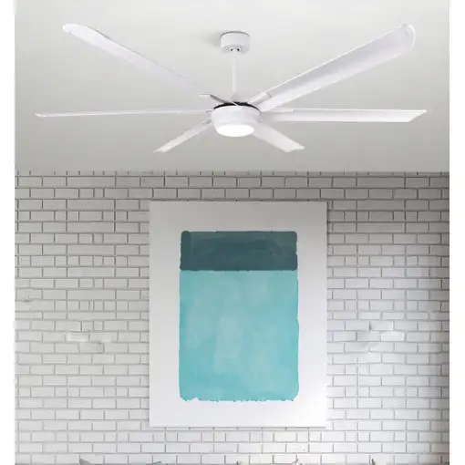 Ventilador LED blanco, 6 aspas aluminio, mando, memoria y temporizador