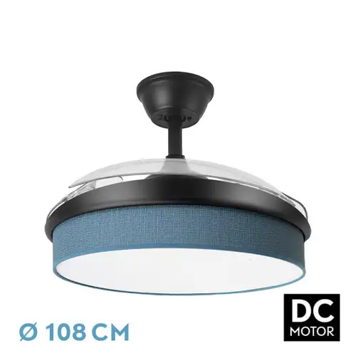 Ventilador DC Moda negro/azul LED 108 cm con mando