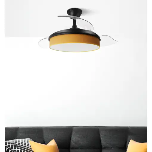 Ventilador DC Moda negro/naranja LED 91 cm con mando