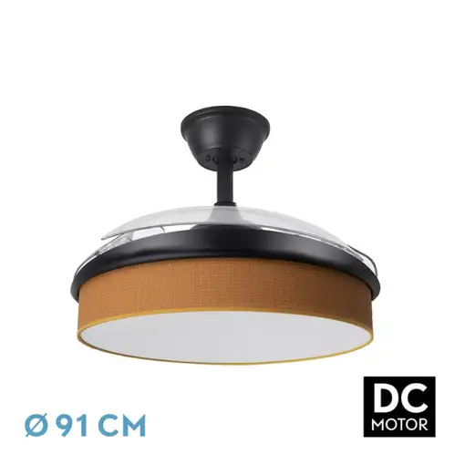 Ventilador DC Moda negro/naranja LED 91 cm con mando