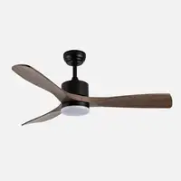 Ventilador DC Azabache negro/roble 3 aspas LED y temporizador