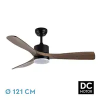 Ventilador DC Azabache negro/roble 3 aspas LED y temporizador