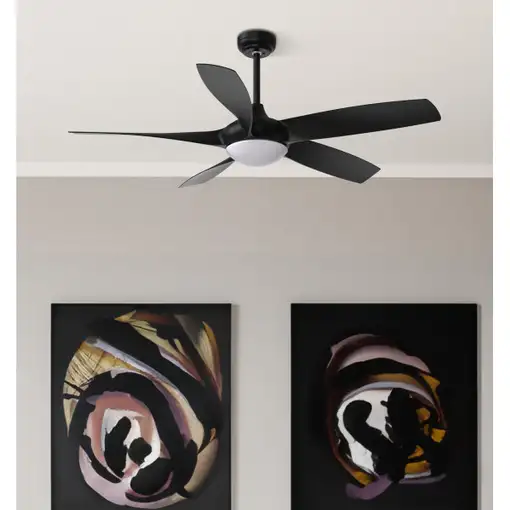 Ventilador DC Galleo negro 137cm, LED, 5 aspas, 6 velocidades