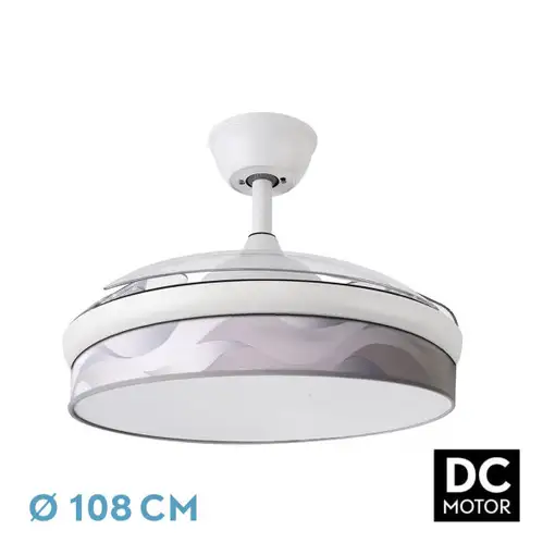 Ventilador DC Moda blanco/ola gris LED 108 cm con mando