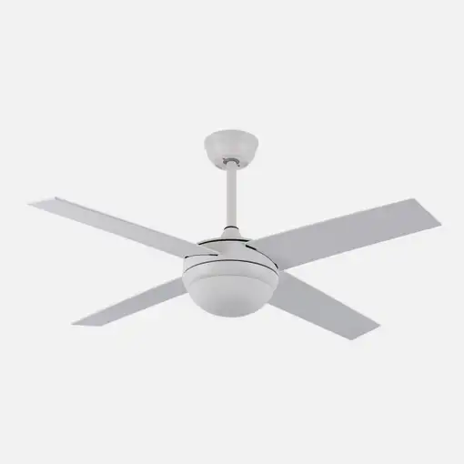 Ventilador DC Ciro blanco/haya con 4 aspas, E27 y temporizador