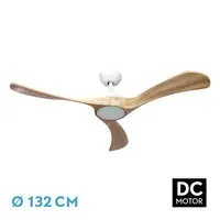 Ventilador DC Castelo blanco/haya LED 3 aspas 132cm con mando