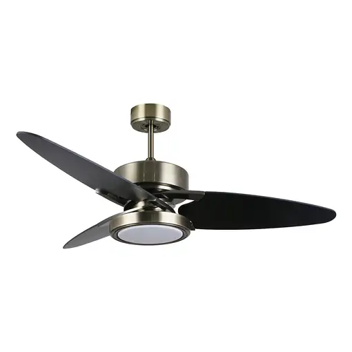 Fabrilamp Cross ventilador de techo negro, 3 aspas reversibles negro/nogal, led