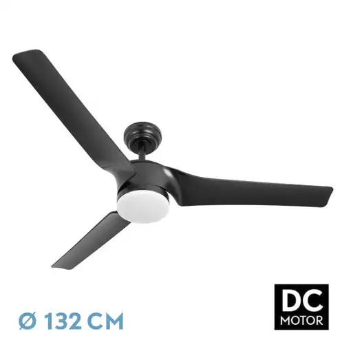 Ventilador DC Montijo negro 132 cm, LED regulable, 3 aspas