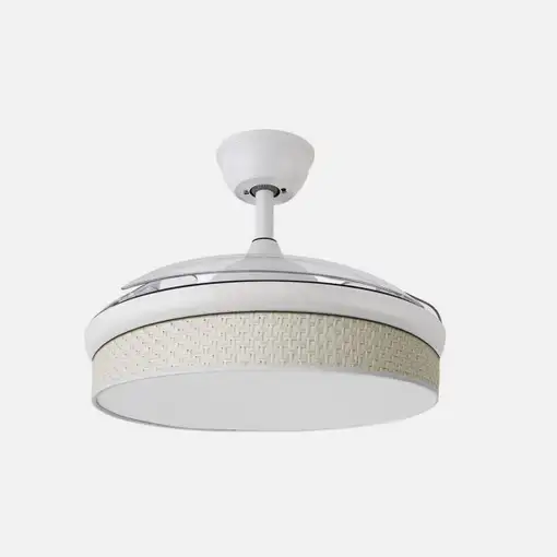 Ventilador DC Moda blanco/cañizo blanco LED 91 cm con mando y memoria
