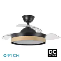 Ventilador DC IGLU 72W 3 Aspas Desplegables, LED regulable, remoto, temporizador