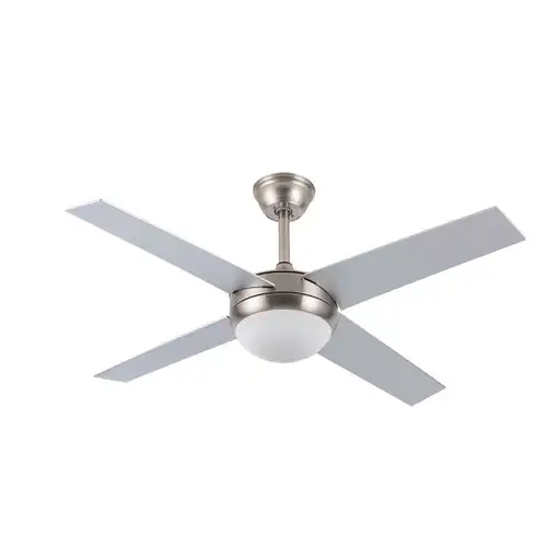 Ventilador DC Ciro níquel 4 aspas plata/haya E27 y temporizador