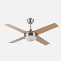Ventilador DC Ciro níquel 4 aspas plata/haya E27 y temporizador