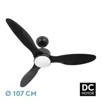 Ventilador DC Serpa negro LED 24W, 3 aspas y mando incluido