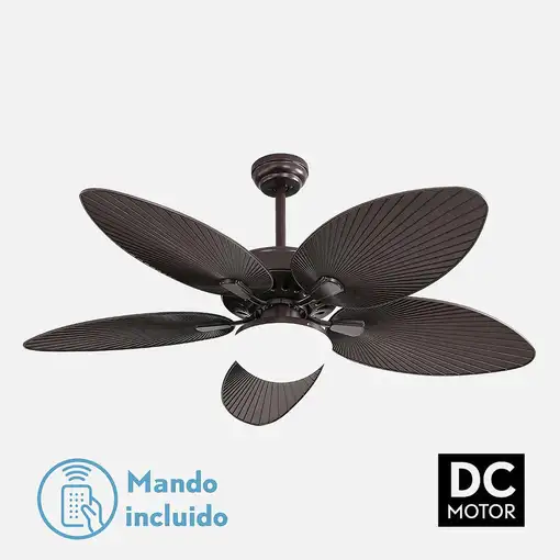 Fabrilamp Borasco ventilador de techo marrón, 5 aspas, 132 cm, Led, mando