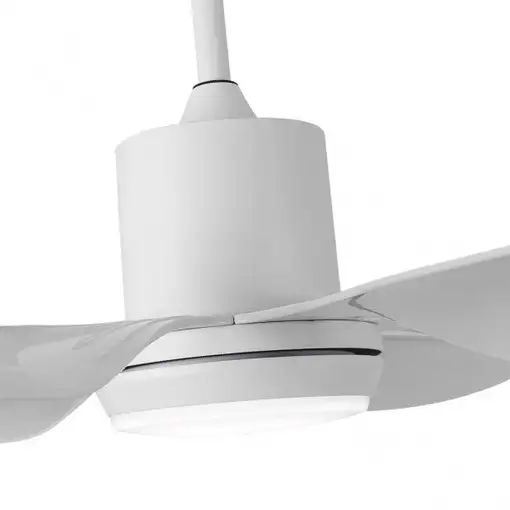 Ventilador LED blanco, 6 aspas, 6 vel., con mando y temporizador