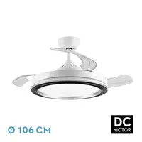 Ventilador DC PICOLO 72W blanco/negro con LED y aspas plegables