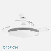 Fabrilamp Blondi ventilador de techo blanco/gris led 72W aspas plegables