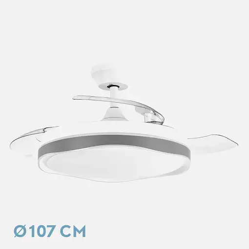 Fabrilamp Blondi ventilador de techo blanco/gris led 72W aspas plegables