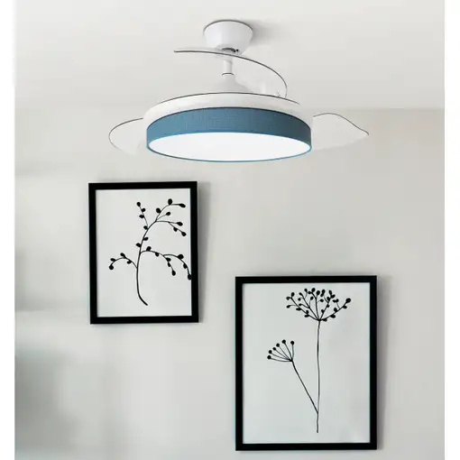 Ventilador DC Moda blanco/azul LED 91 cm con mando y memoria