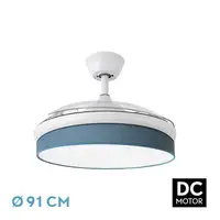 Ventilador DC Moda blanco/azul LED 91 cm con mando y memoria