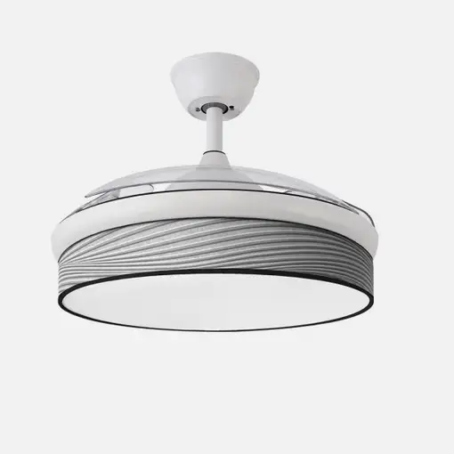Ventilador DC Moda blanco/surco gris LED 108 cm con mando