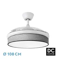 Ventilador DC Moda blanco/surco gris LED 108 cm con mando