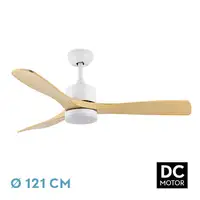 Ventilador DC Azabache blanco/haya 3 aspas LED y temporizador