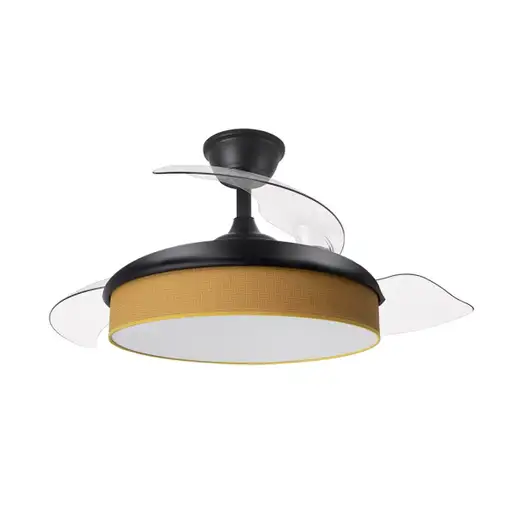 Ventilador DC Moda negro/amarillo LED 91 cm con mando