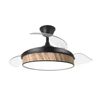 Ventilador DC Moda negro/cañizo oscuro LED 91 cm con mando