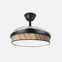 Ventilador DC Moda negro/cañizo oscuro LED 91 cm con mando