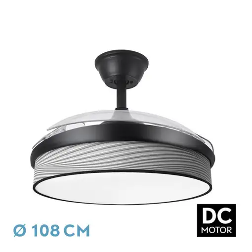 Ventilador DC Moda negro/surco gris LED 108 cm con mando