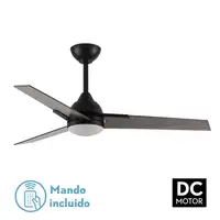 Ventilador DC Argestes negro 132 cm, LED, 3 aspas gris madera