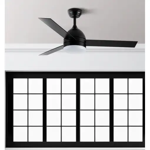 Ventilador DC Legio negro/roble LED 26W, 3 aspas y mando