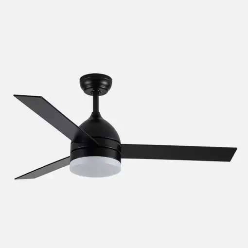 Ventilador DC Legio negro/roble LED 26W, 3 aspas y mando