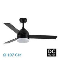 Ventilador DC Legio negro/roble LED 26W, 3 aspas y mando