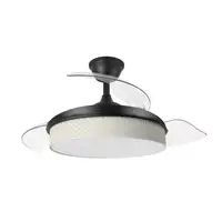 Ventilador DC Moda negro/cañizo blanco LED 91 cm con mando