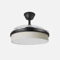 Ventilador DC Moda negro/cañizo blanco LED 91 cm con mando