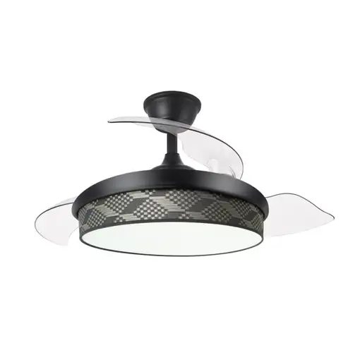 Ventilador DC Moda negro/tetris gris LED 91 cm con mando
