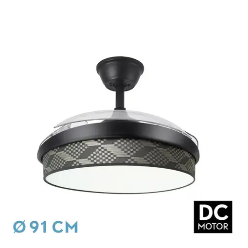 Ventilador DC Moda negro/tetris gris LED 91 cm con mando