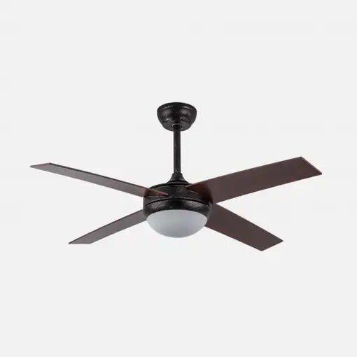 Ventilador DC Ciro marrón rústico 4 aspas nogal E27 y temporizador